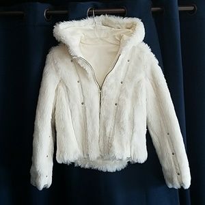Faux fur hooded coat